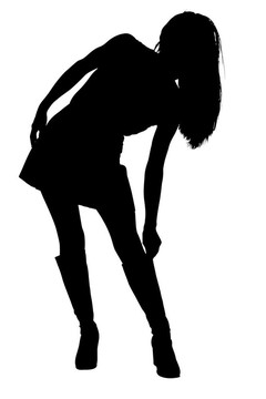 性感女性模特的剪裁路徑剪影