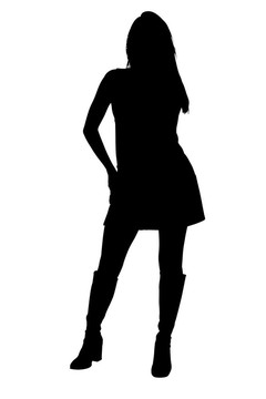 性感女性模特的剪裁路徑剪影