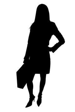 帶有公文包的商業(yè)女性剪影
