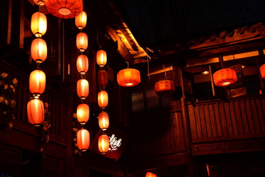 四川成都錦里燈籠夜景中國風(fēng)