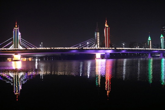 北京通州運河玉帶河橋夜景