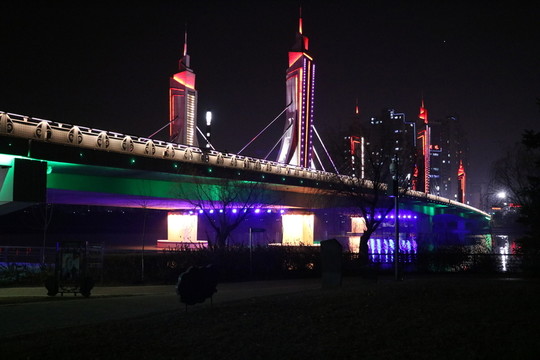 北京通州運河玉帶河橋夜景