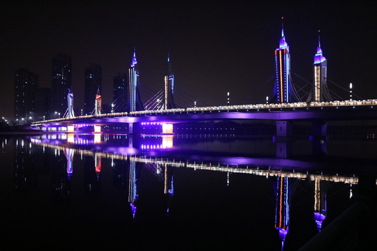 北京通州運河玉帶河橋夜景
