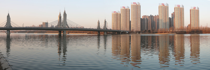 北京通州運河玉帶河橋全景