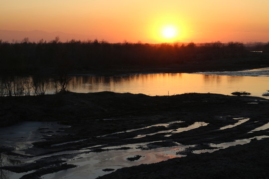 河水 夕陽