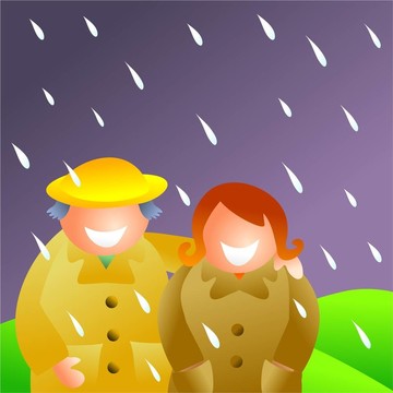 雨中的情侶