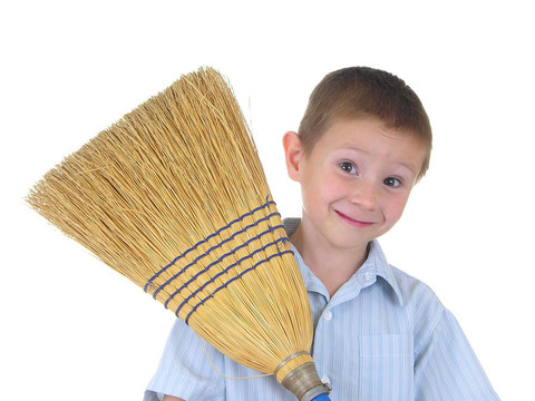 一個(gè)男孩和His Broom