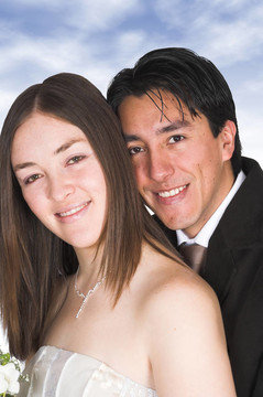 新娘和新郎；剛剛結(jié)婚！