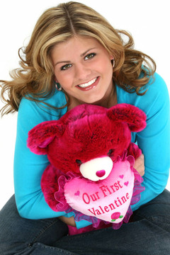 可愛的十幾歲的女孩Valentine Bear