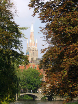 塔在Brugge；比利時(shí)