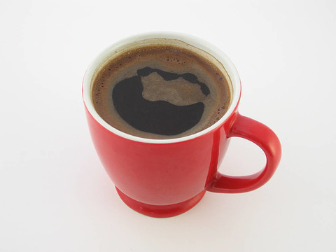 紅色的咖啡杯