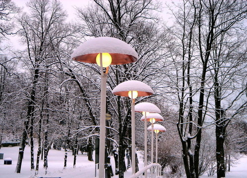 雪下的燈