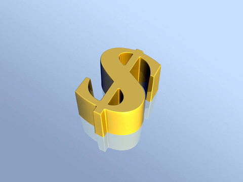 黃金美元符號。