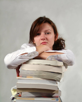 學校女孩與書籍