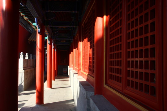 文廟走廊 古建筑 紅墻碧瓦