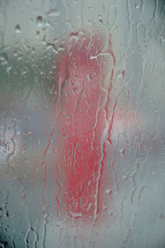 雨中 玻璃 雨 水滴 雨滴