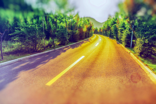 夕陽下的公路