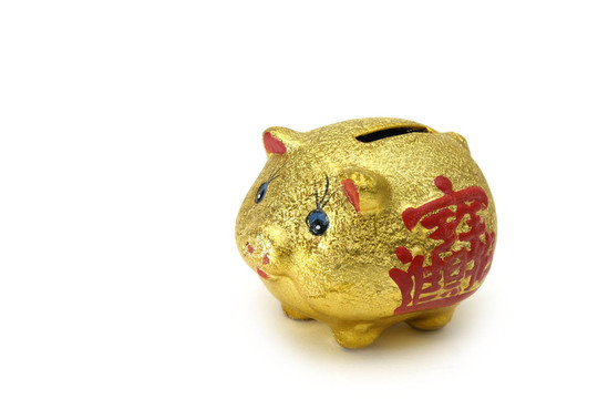 金色的小豬存錢罐