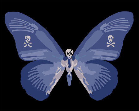 蓝色骷髅的蝴蝶