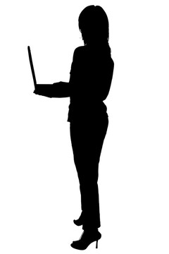 女性和筆記本電腦剪輯路徑
