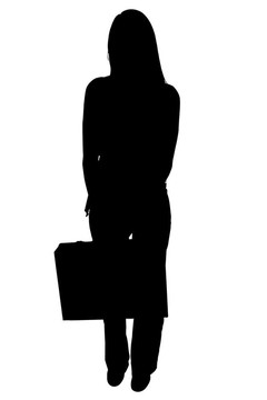 帶有公文包的女人剪影