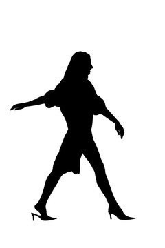 剪影行走的女人