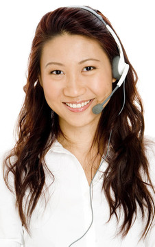 女人在耳機