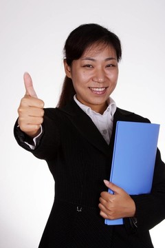 商業(yè)女人豎起大拇指