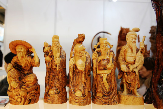 人物木雕 福祿壽喜
