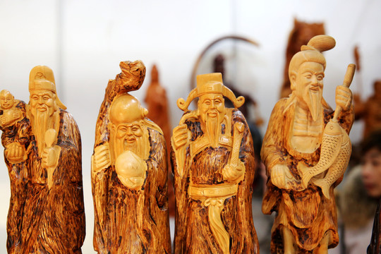 福祿壽喜人物木雕