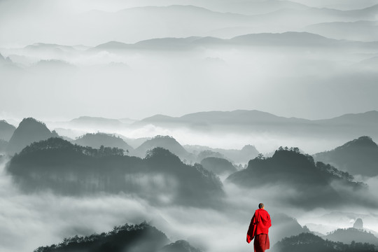 禪意水墨山