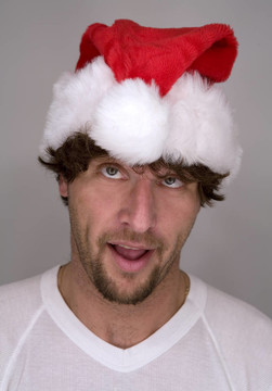 滑稽的人戴著Santa的帽子