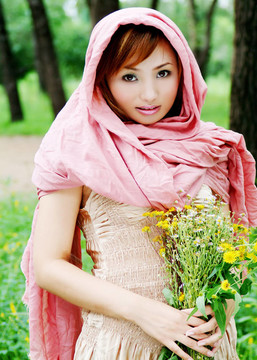 女人與花