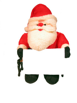 Santa拿著牌子