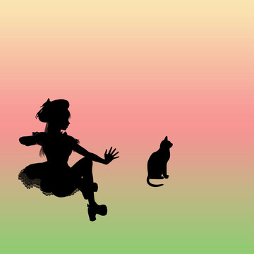 女孩和貓