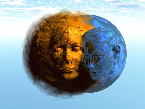 3D太陽和Moon Together