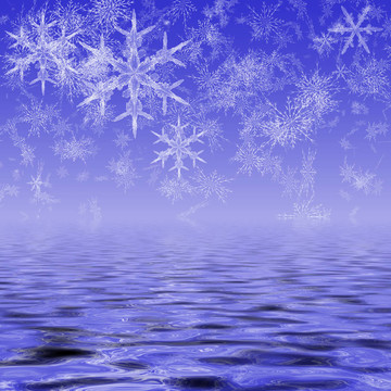 雪花在水