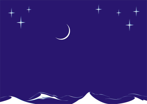 月光的夜晚。冬季景觀。