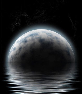 月亮在水上