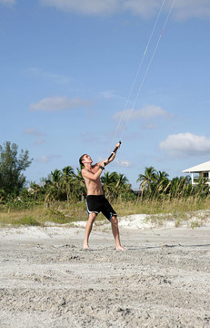 在Beach parasailer