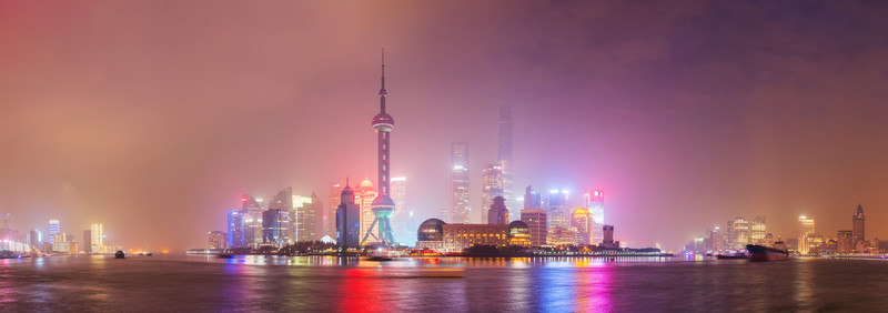上海外灘陸家嘴夜景 全景
