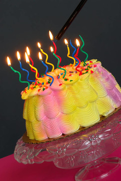 點(diǎn)燃生日蛋糕