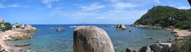 對thanote灣海灘；龜島島thailande；全景圖；