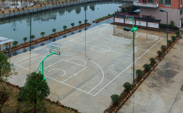 拼接大圖 俯瞰 鳥瞰籃球場