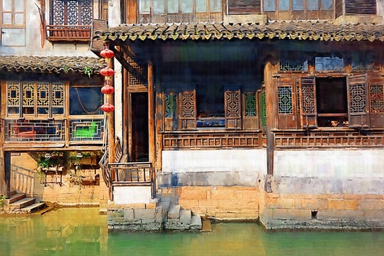 江南水鄉(xiāng) 油畫 未分層