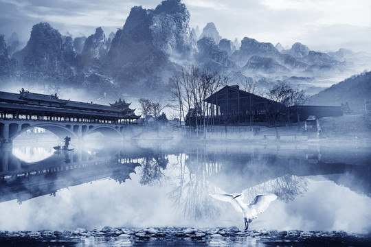 水墨山水 街子古鎮(zhèn)
