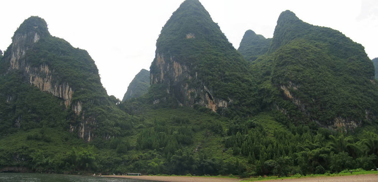 對漓江的叢林山區(qū)的細節(jié)；桂林；中國；全景
