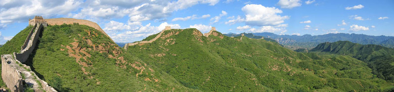大量的中國和山長城觀；中國；全景