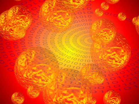 在一個明亮的紅色背景的二進(jìn)制代碼和金球獎