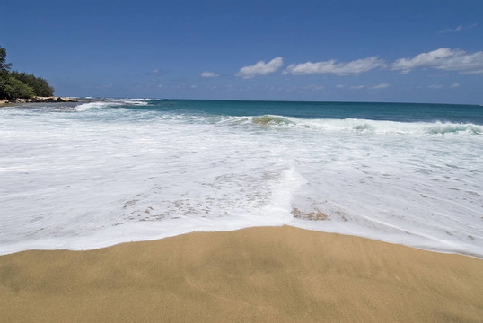 在Kauaii美麗的海灘